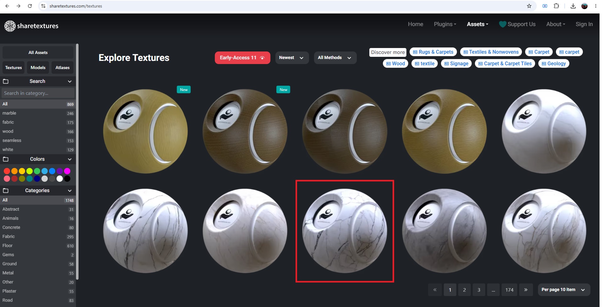 select a texture on sharetextures.com